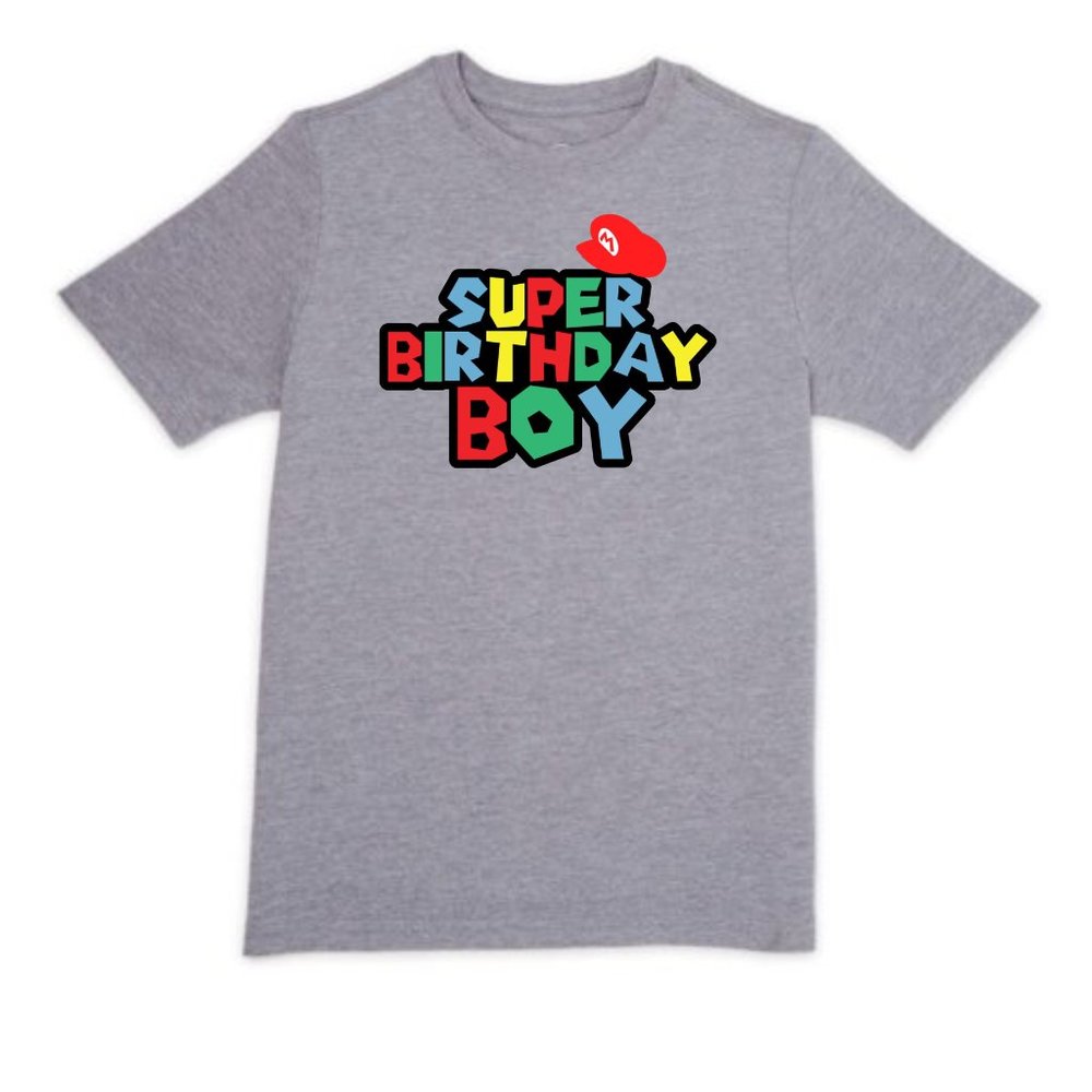 Made2order sapphire blue Super Birthday Boy shirt and number 8 on back.